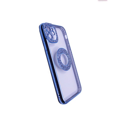 Soft Silicone Case with Diamond Design for Apple iPhone 12 Blue